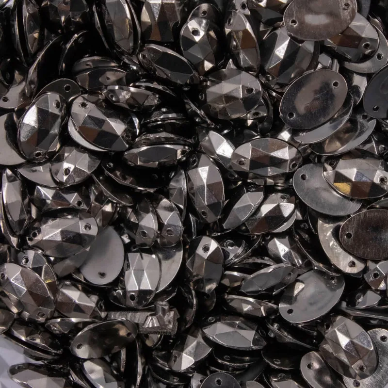 Chaton Para Costura Oval 10X14mm Em Abs Com 50Gr Grafite