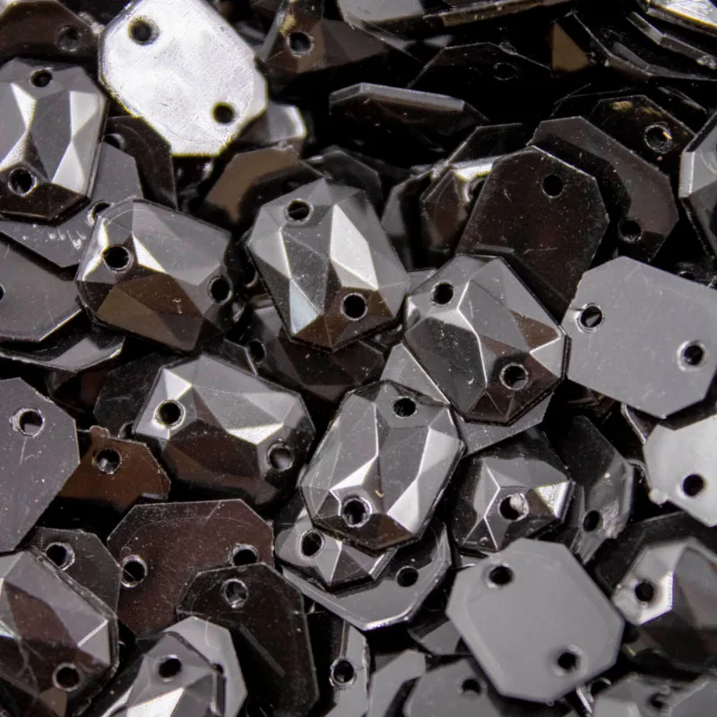 Chaton Para Costura Retangular 8X10mm Em Acrilico Com 50G 018 - Preto Fosco