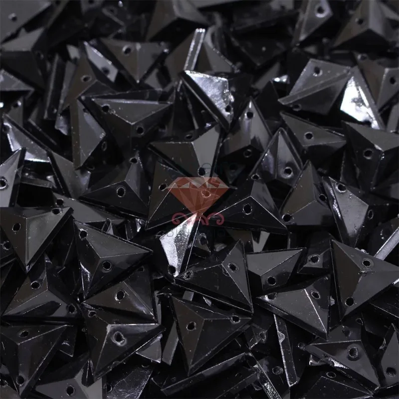 Chaton Costura Triangulo Em Acrilico 12X12mm 50G 018 - Preto Fosco
