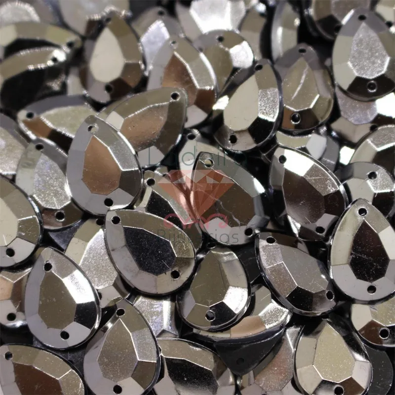 Chaton Para Costura Gota 10X14mm Em Acrilico Com 150Pçs 036B - Metal Gun 036
