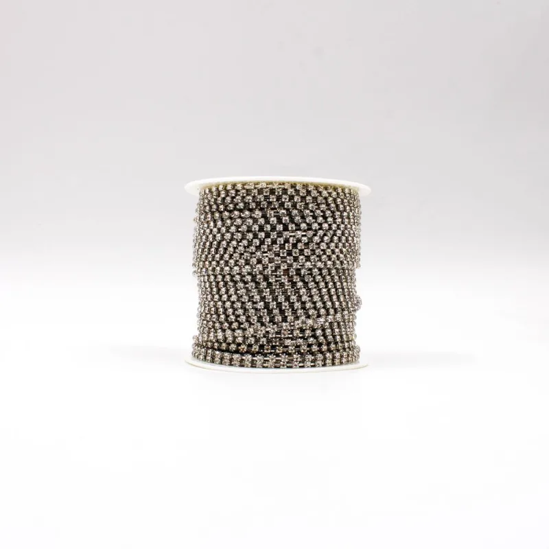 Corrente De Strass Separada Ss 12 Em Vidro Com 5M 533 - Niquel + Cristal 101