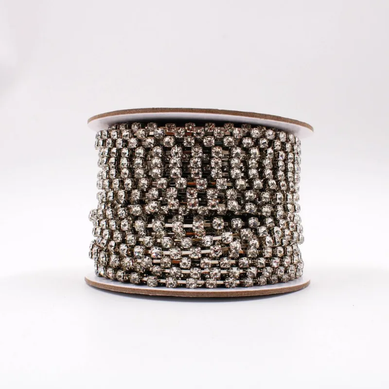 Corrente De Strass Separada Ss20 Em Vidro Com 3 Metros 533 - Niquel + Cristal 101