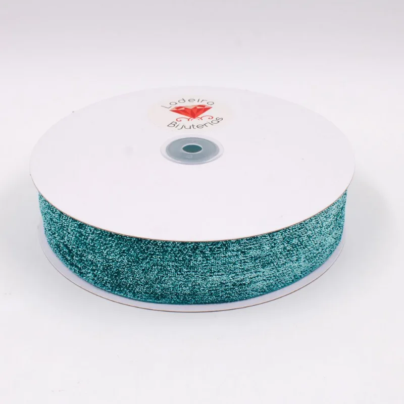 FITA SINTETICA COM GLITTER 38MM EM POLIESTER COM 1 METRO 229B - Azul Turquesa 229