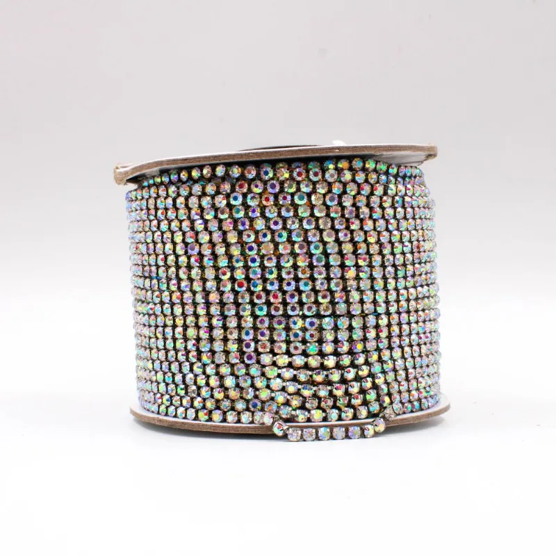 CORRENTE DE STRASS JUNTA SS16 EM VIDRO COM 01 METRO 534 - Niquel + Ab