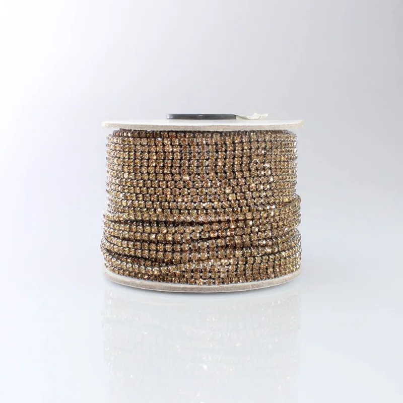 CORRENTE DE STRASS JUNTA SS16 EM VIDRO COM 01 METRO 536 - Niquel + Light+ Topazio