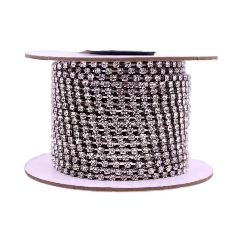 CORRENTE DE STRASS JUNTA SS14 EM VIDRO COM 01 METRO 533 - Niquel + Cristal 101