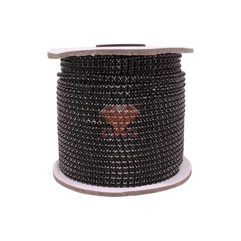 CORRENTE DE STRASS JUNTA SS14 EM VIDRO COM 01 METRO 535 - Niquel + Preto