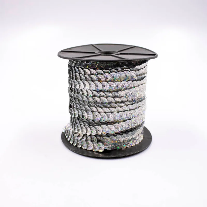 FIO DE LANTEJOULA SEXTAVADA 08MM EM PVC COM 01 METRO 189M - Prata Ab