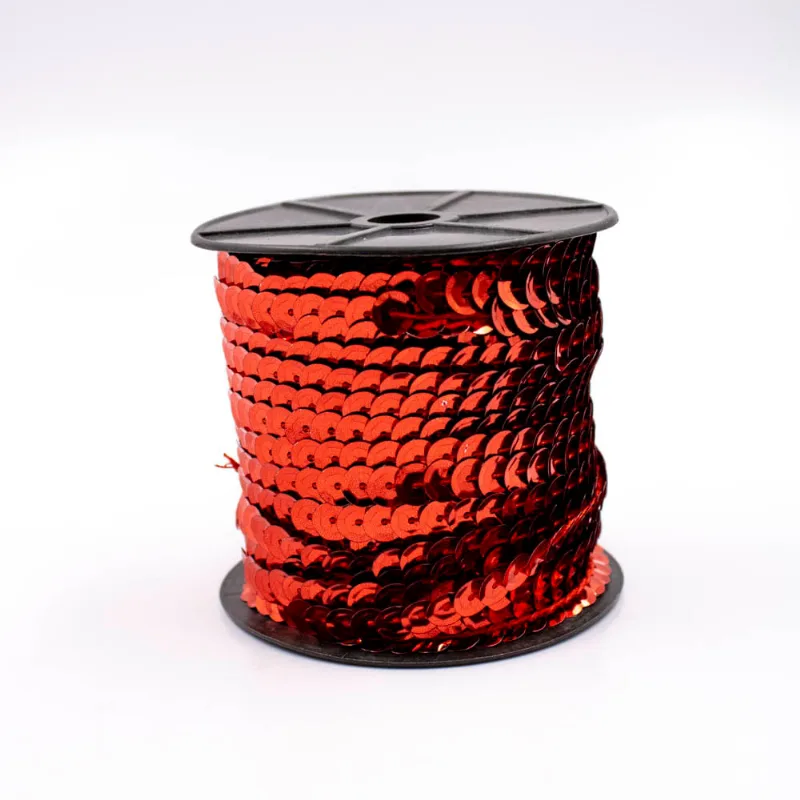 FIO DE LANTEJOULA SEXTAVADA 08MM EM PVC COM 01 METRO 201 - Vermelho