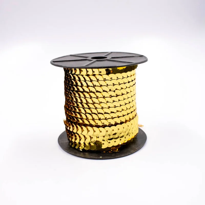 FIO DE LANTEJOULA SEXTAVADA 08MM EM PVC COM 01 METRO 226 - Dourado Z26