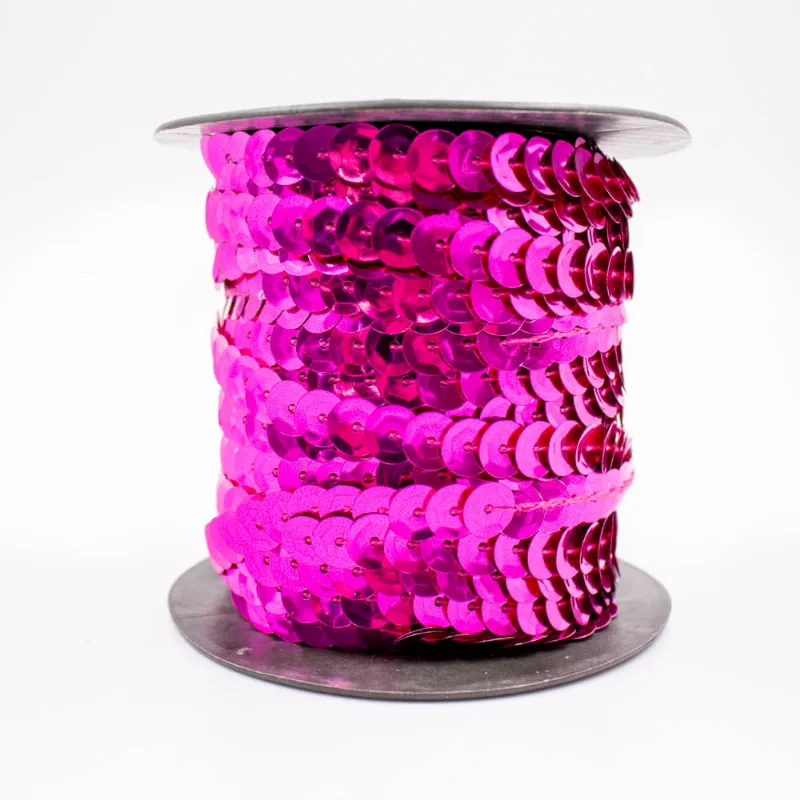 FIO DE LANTEJOULA SEXTAVADA 08MM EM PVC COM 01 METRO 230 - Pink Z30