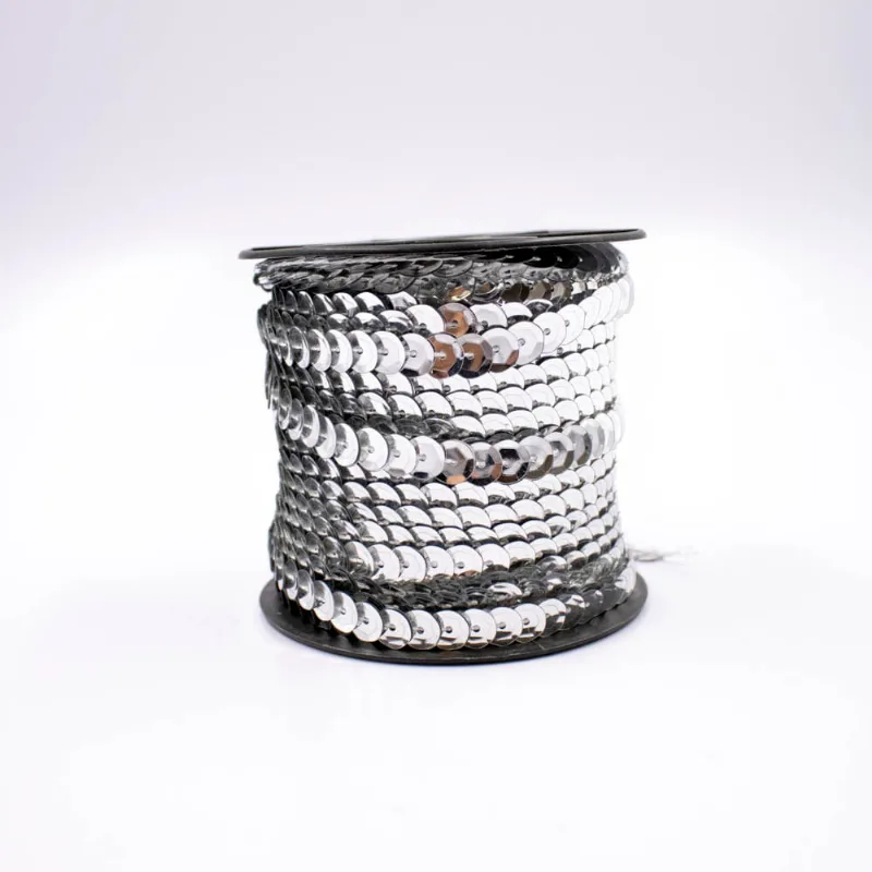 FIO DE LANTEJOULA SEXTAVADA 08MM EM PVC COM 01 METRO Prata