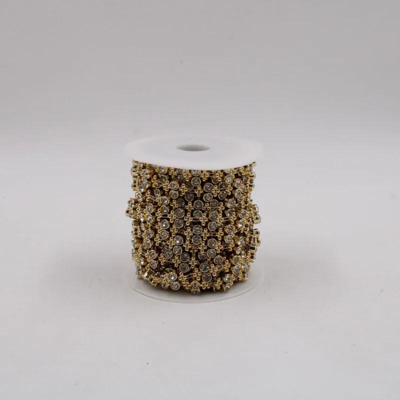Aljofre Trabalhado Com 2 Strass 13Mm Em Abs Com 1 Metro 073 - Dourado