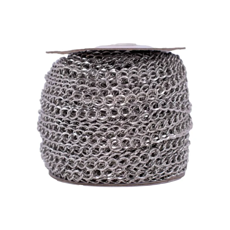 Corrente Grumet 9.0X7mm Em Ferro Com 01 Metro 074 - Niquel
