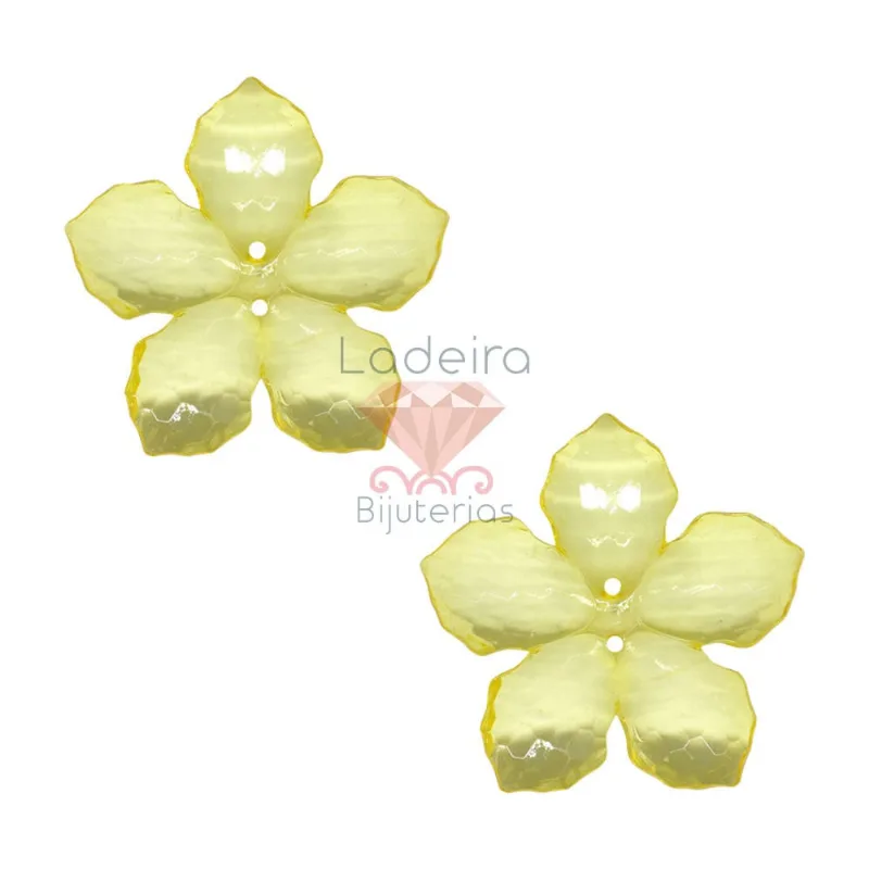 Flor Bacalhau Fosca 40Mm Em Acrilico Com 50G 022 - Amarelo 22