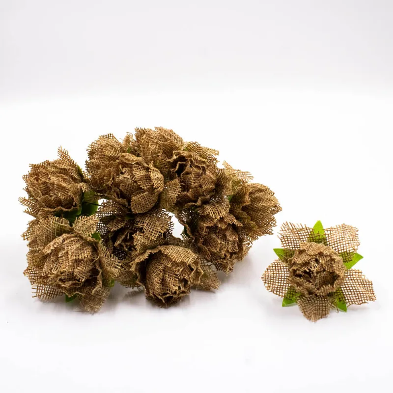 Bouquet Flor de Tecido 55MM em Poliester com 6 Peças 228F - Marrom