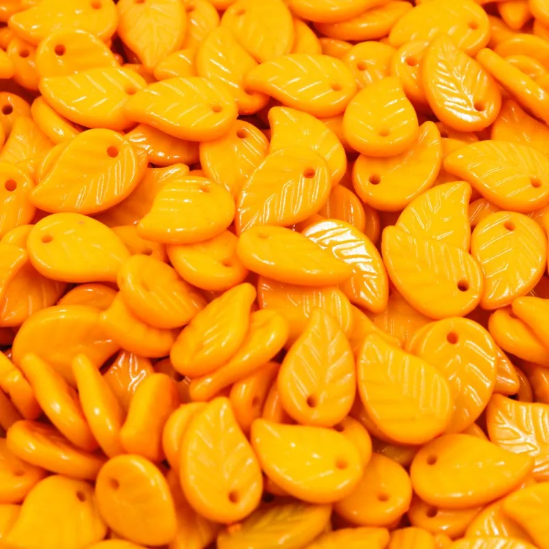 Pingente Folha 15Mm Em Acrilico Com 50G 022 - Amarelo 22