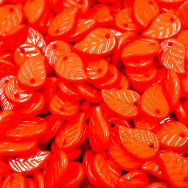 Pingente Folha 15Mm Em Acrilico Com 50G 024 - Laranja 024