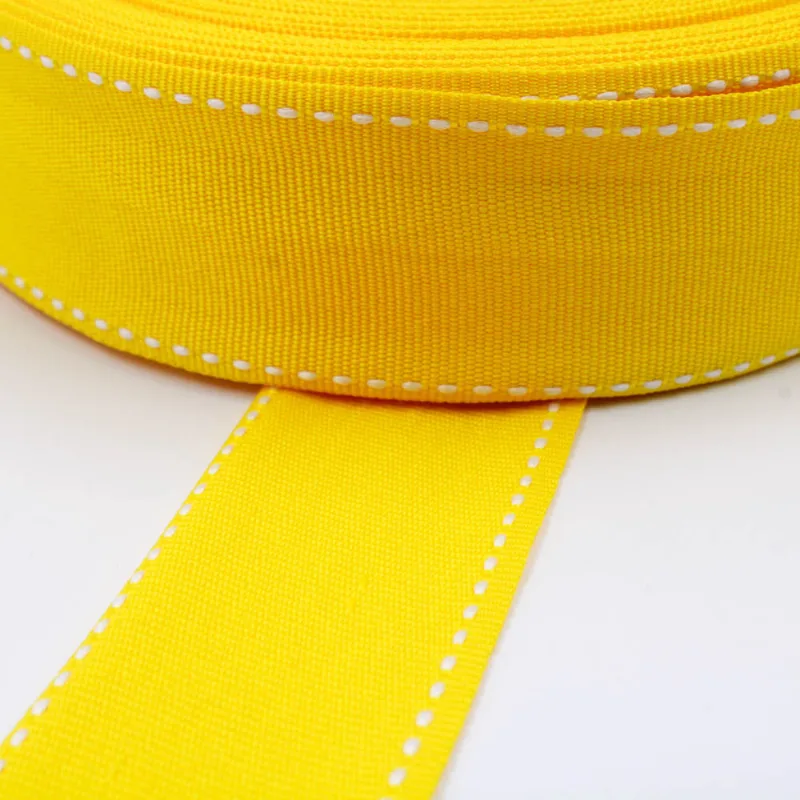 FITA PESPONTADA 38MM EM POLIESTER COM 01 METRO Amarelo