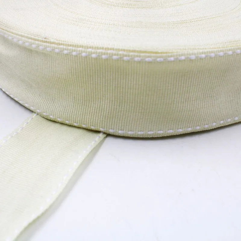 FITA PESPONTADA 38MM EM POLIESTER COM 01 METRO Off White