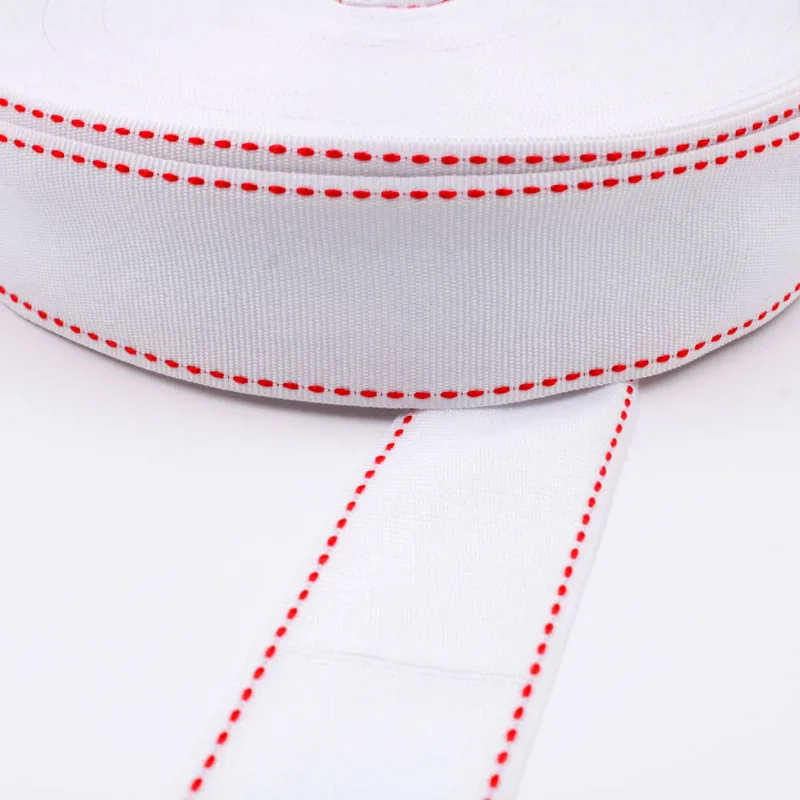 FITA PESPONTADA 38MM EM POLIESTER COM 01 METRO 482 - Vermelho E Branco
