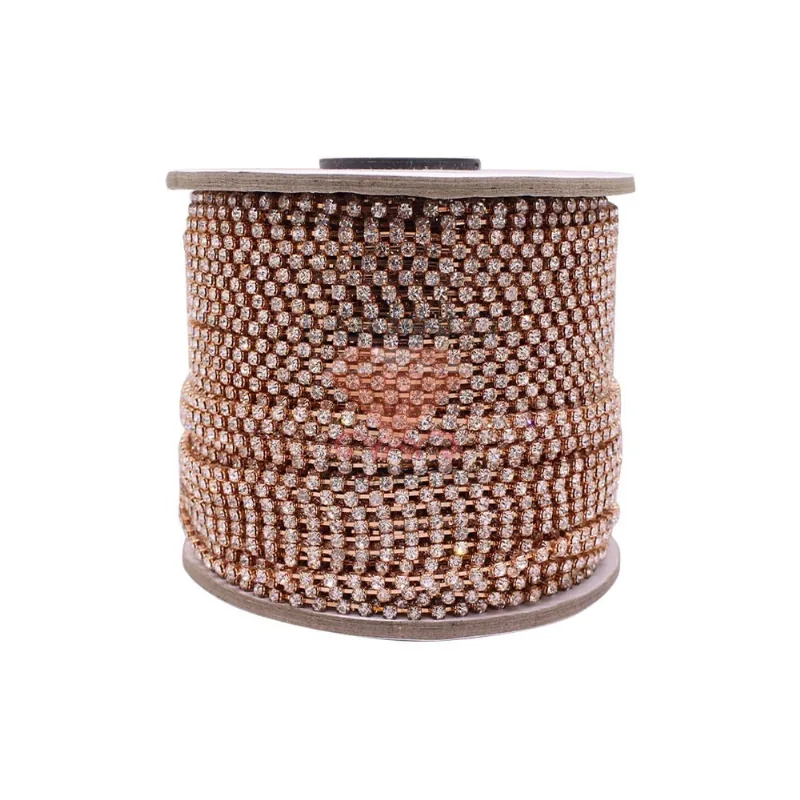 CORRENTE DE STRASS JUNTA SS12 EM VIDRO COM 01 METRO Rosa