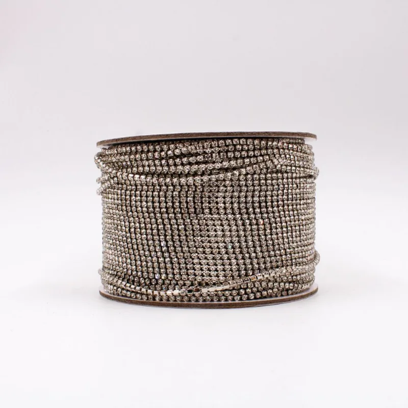 CORRENTE DE STRASS JUNTA SS12 EM VIDRO COM 01 METRO 533 - Niquel + Cristal 101