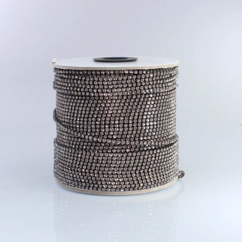 CORRENTE DE STRASS JUNTA SS12 EM VIDRO COM 01 METRO 546 - Grafite + Fume