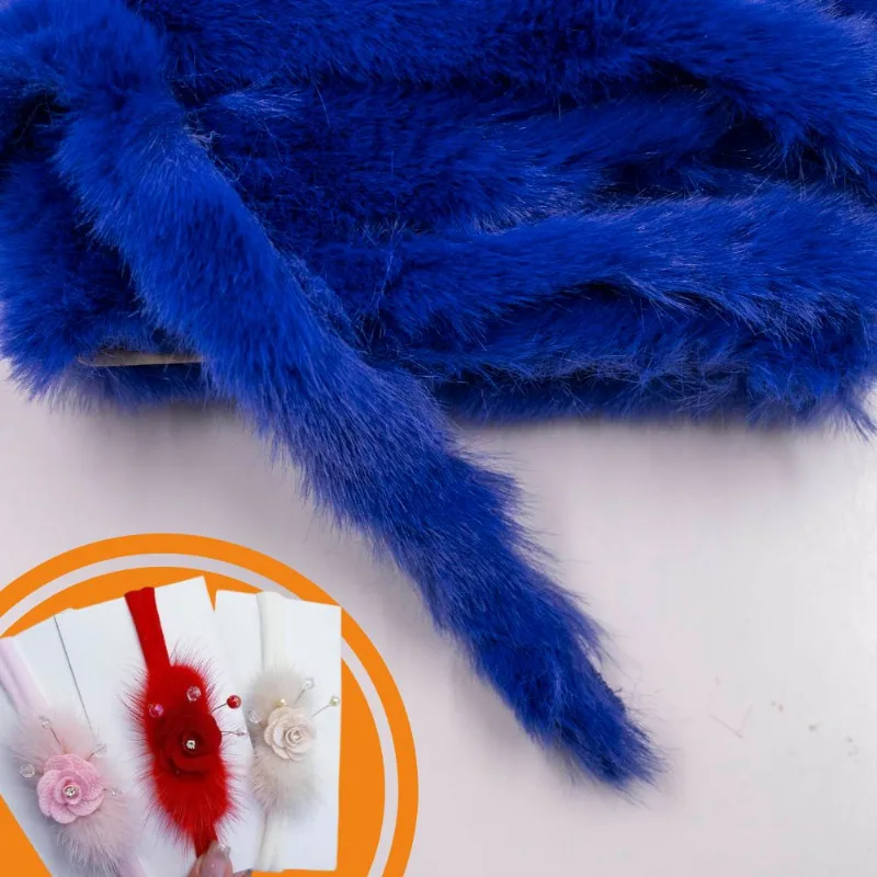 POMPOM BIGODE 10MM EM POLIESTER COM 01 METRO Azul Royal