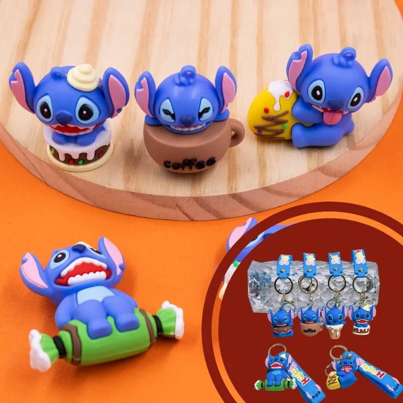 Chaveiro Com Alça Stitch E Doces 70Mm Em Pvc Com 02 Peças - 103 - Colorido