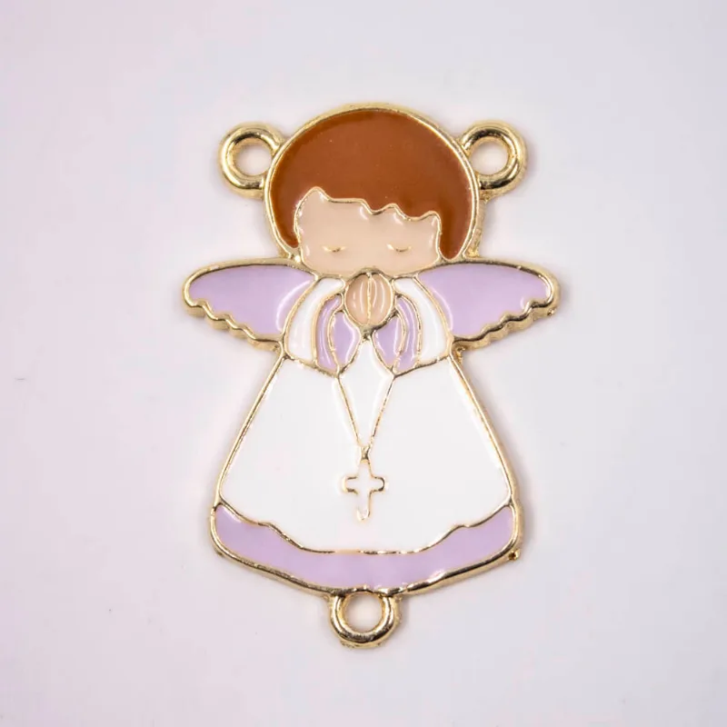 ENTREMEIO ANJO 35X25MM EM ZAMAC RESINADO COM 02 PEÇAS 245 - Lilas Claro Z45