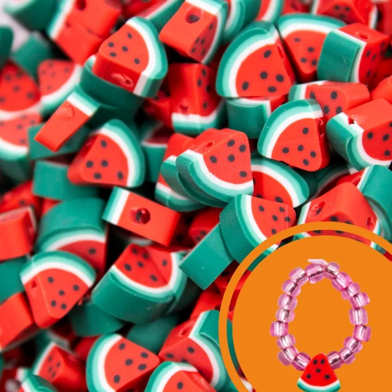 ENTREMEIO FIMO MELANCIA 10MM EM PVC COM 50 PEÇAS 201 - Vermelho