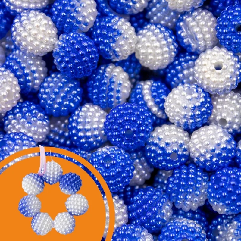 Perola Craquelada Mesclada Passante 10Mm Em Abs Com 50G 284D - Azul Royal C/ Perola