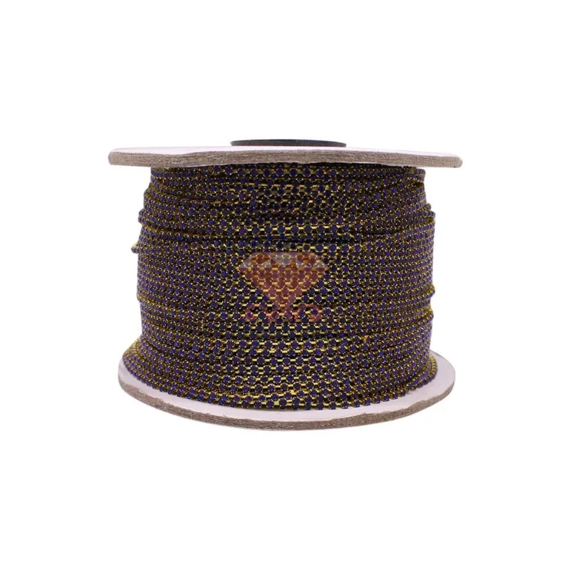 CORRENTE DE STRASS JUNTA SS6.5 EM VIDRO COM 01 METRO 215Kr - Dourado+Royal