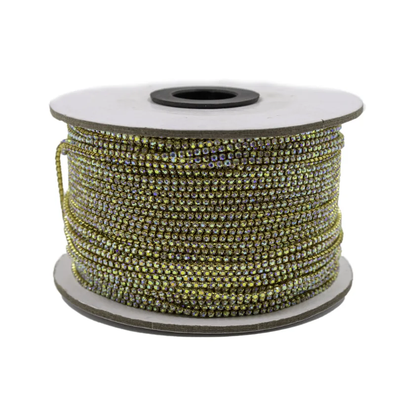 CORRENTE DE STRASS JUNTA SS6.5 EM VIDRO COM 01 METRO Kr425 - Dourado Ab