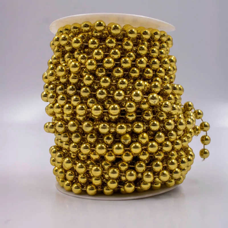 Aljofre Bola Metalizada 08Mm Em Abs Com 01 Metro 073 - Dourado
