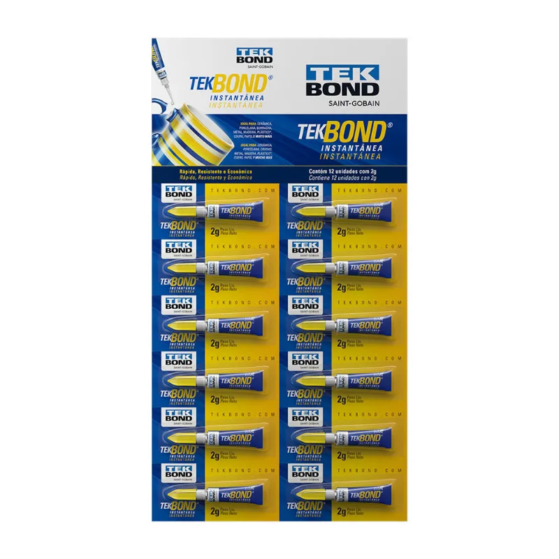 COLA TEKBOND INSTANTÂNEA MULTIUSO 2G COM 01 UNIDADE 098 - Transparente