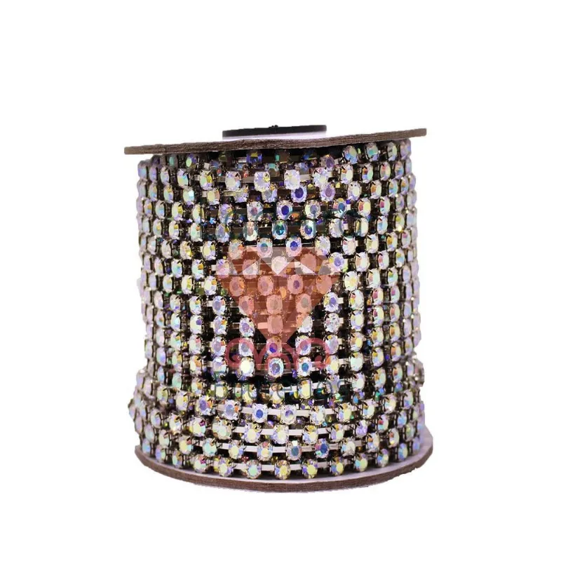 CORRENTE DE STRASS JUNTA SS24 EM VIDRO COM 01 METRO 534 - Niquel + Ab