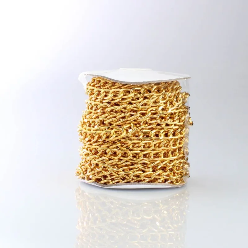 CORRENTE 9X13MM EM ALUMINIO COM 01 METRO 073 - Dourado