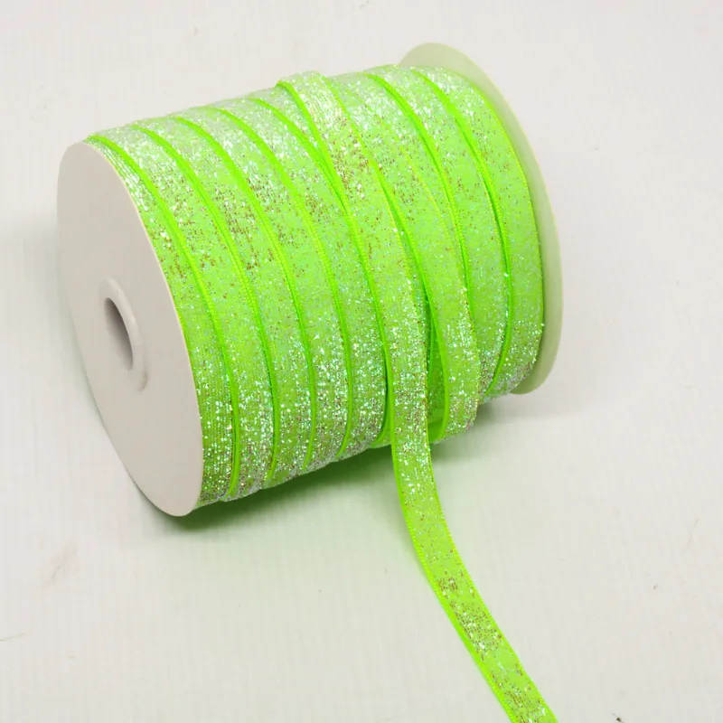 FITA LUREX ESPONJADA 10MM EM POLIESTER COM 01 METRO 109Kr - Verde Citrico
