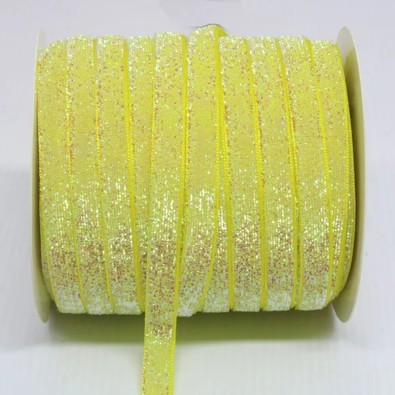 FITA LUREX ESPONJADA 10MM EM POLIESTER COM 01 METRO Amarelo Canario