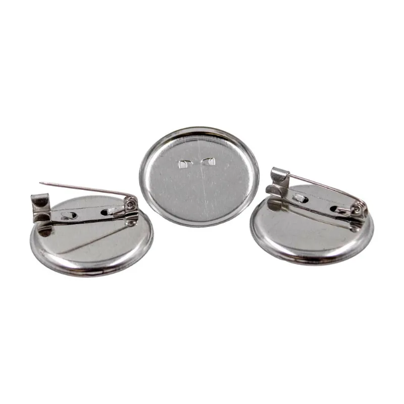 Base Para Broche Redondo 30Mm Em Ferro Com 20 Peças 074 - Niquel