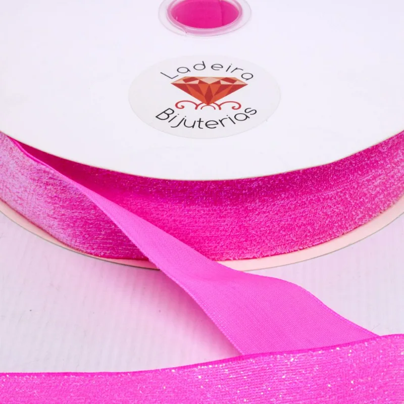 FITA SINTETICA COM GLITTER 38MM (Nº 9) EM POLIESTER COM 01 METRO 034M - Pink Neon 034