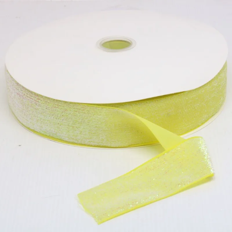 FITA SINTETICA COM GLITTER 38MM (Nº 9) EM POLIESTER COM 01 METRO Amarelo Canario