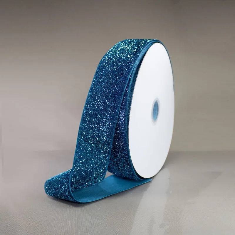 FITA SINTETICA COM GLITTER 38MM (Nº 9) EM POLIESTER COM 01 METRO 229B - Azul Turquesa 229