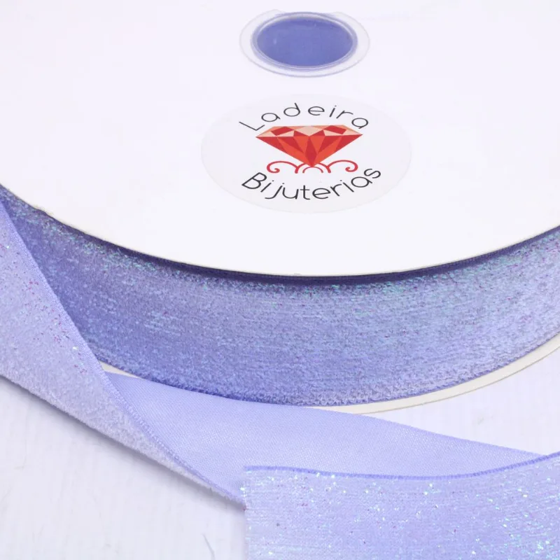 FITA SINTETICA COM GLITTER 38MM (Nº 9) EM POLIESTER COM 01 METRO 238M - Lilas Medio