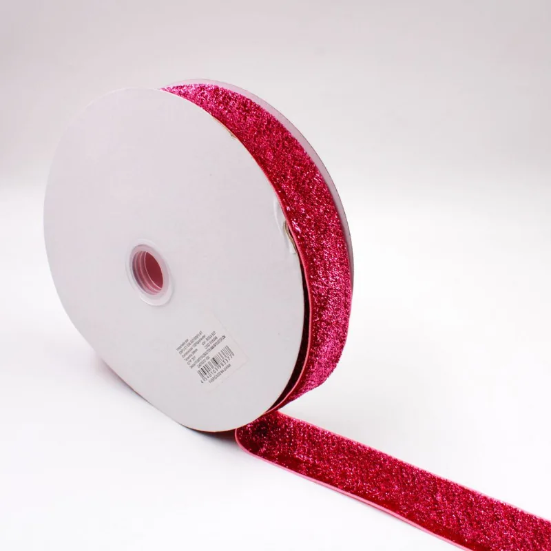 FITA SINTETICA COM GLITTER 38MM (Nº 9) EM POLIESTER COM 01 METRO Rosa