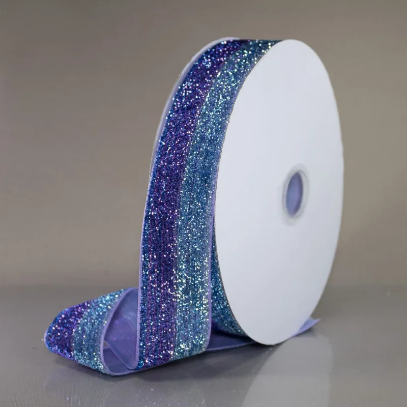 FITA SINTETICA COM GLITTER 38MM (Nº 9) EM POLIESTER COM 01 METRO 601 - Azul Mesclado