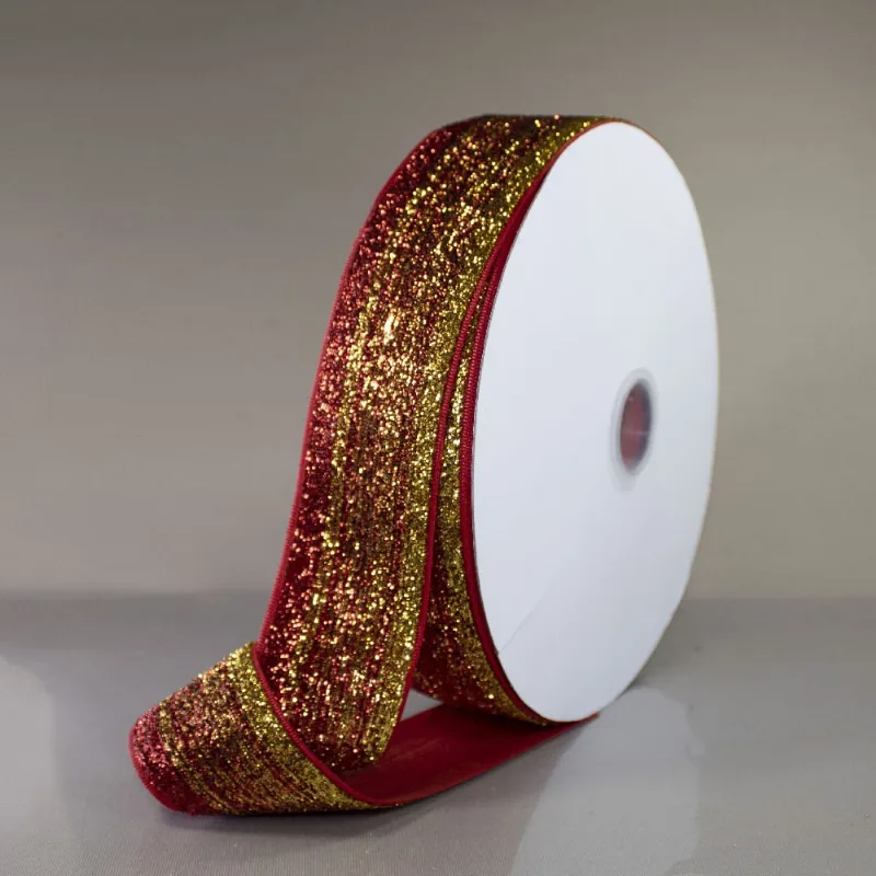 FITA SINTETICA COM GLITTER 38MM (Nº 9) EM POLIESTER COM 01 METRO 683 - Vermelho Mesclado