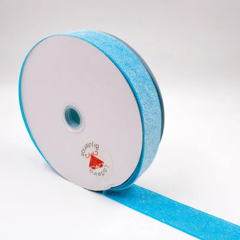 FITA SINTETICA COM GLITTER 38MM (Nº 9) EM POLIESTER COM 01 METRO 756 - Azul